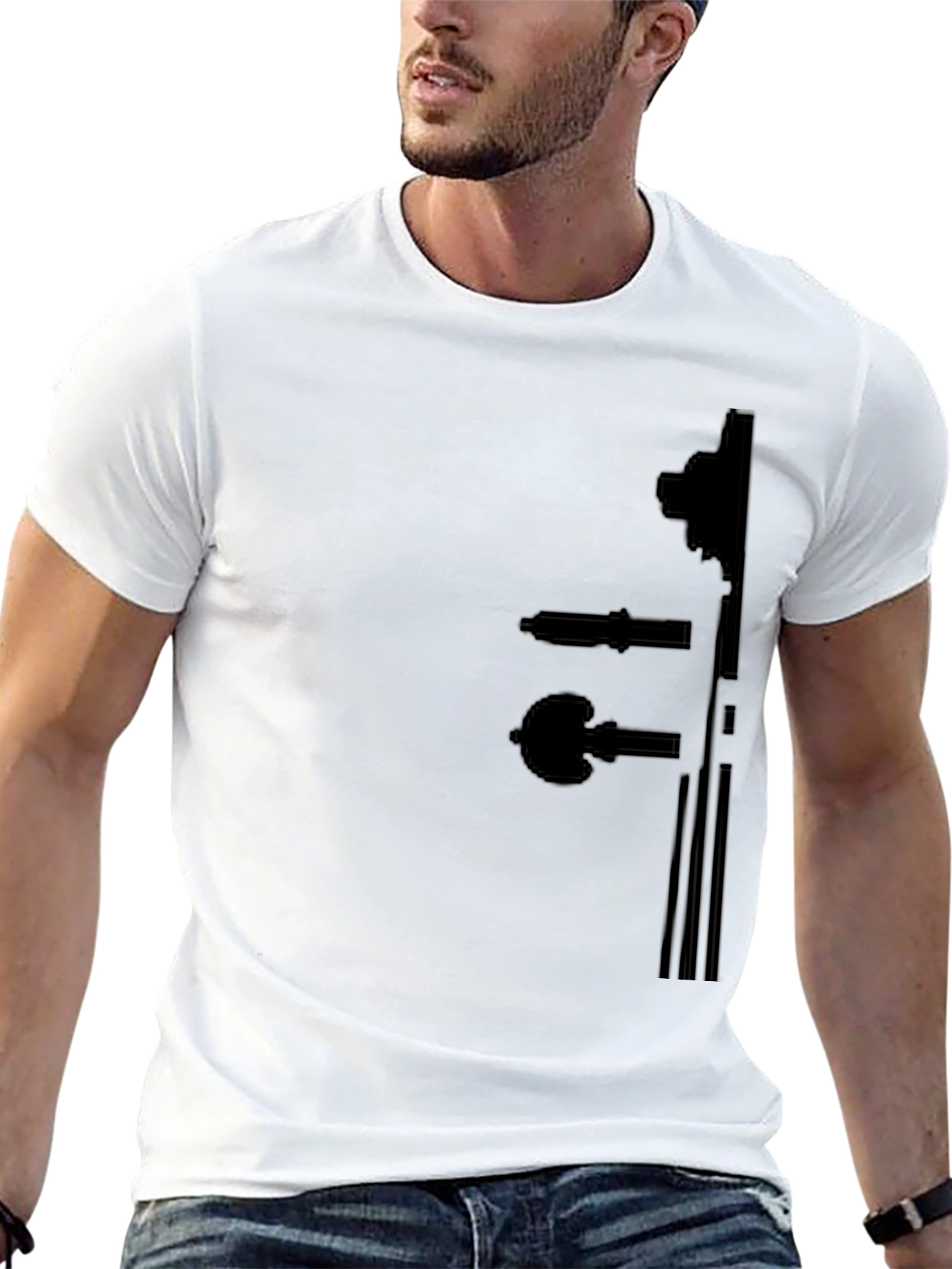Black T-Shirt with Violin Silhouette Design