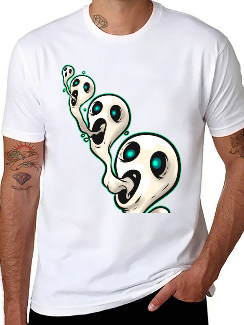Ghostly Spirits Graphic Tee - Spooky & Stylish