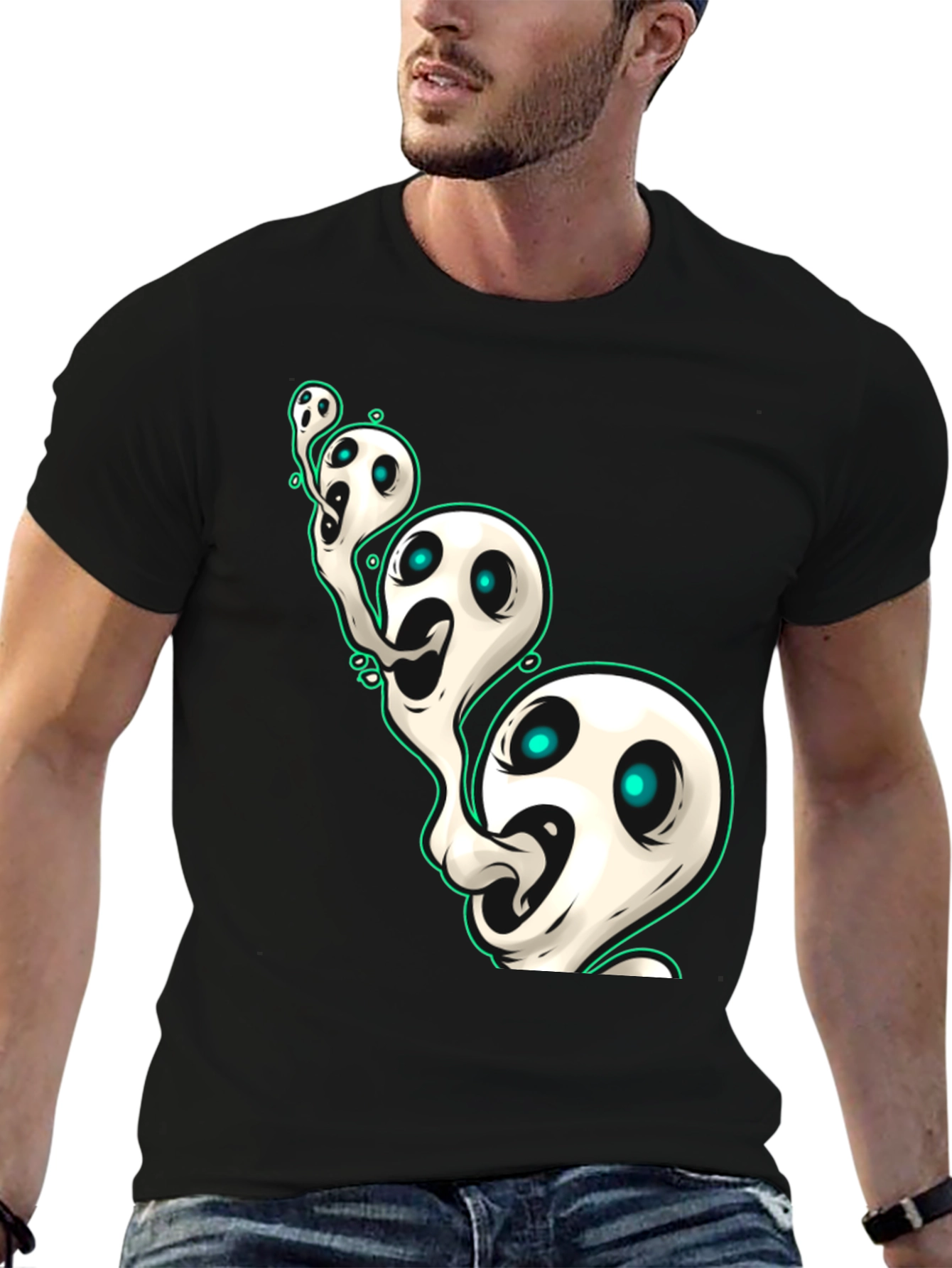 Ghostly Spirits Graphic Tee - Spooky & Stylish