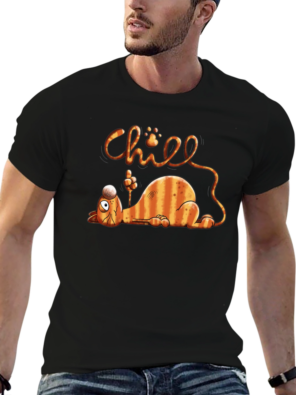 Chill Cat Graphic T-Shirt - Relaxed Fit