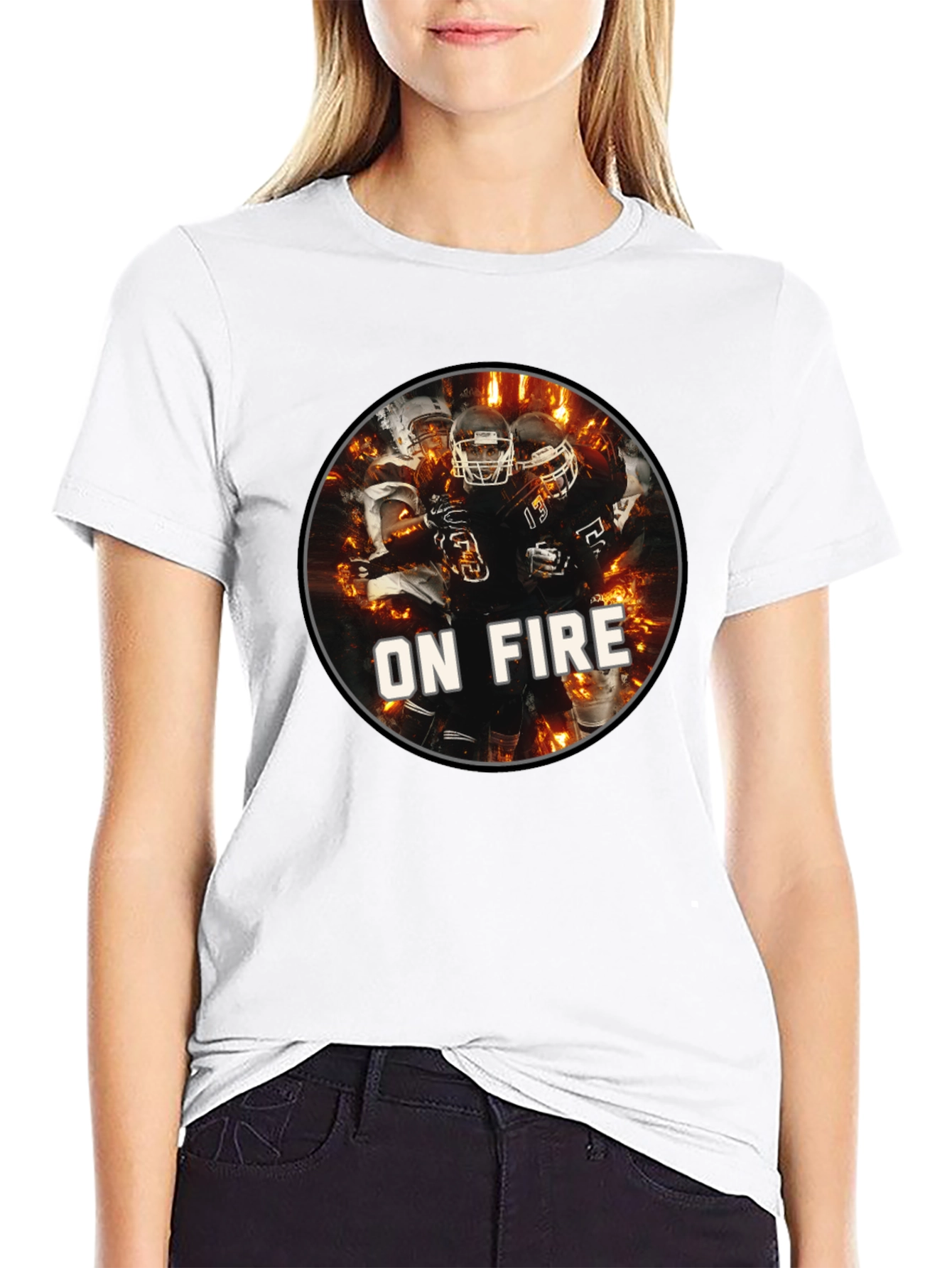 Football On Fire Graphic T-Shirt
