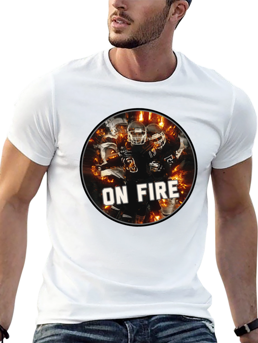 Football On Fire Graphic T-Shirt