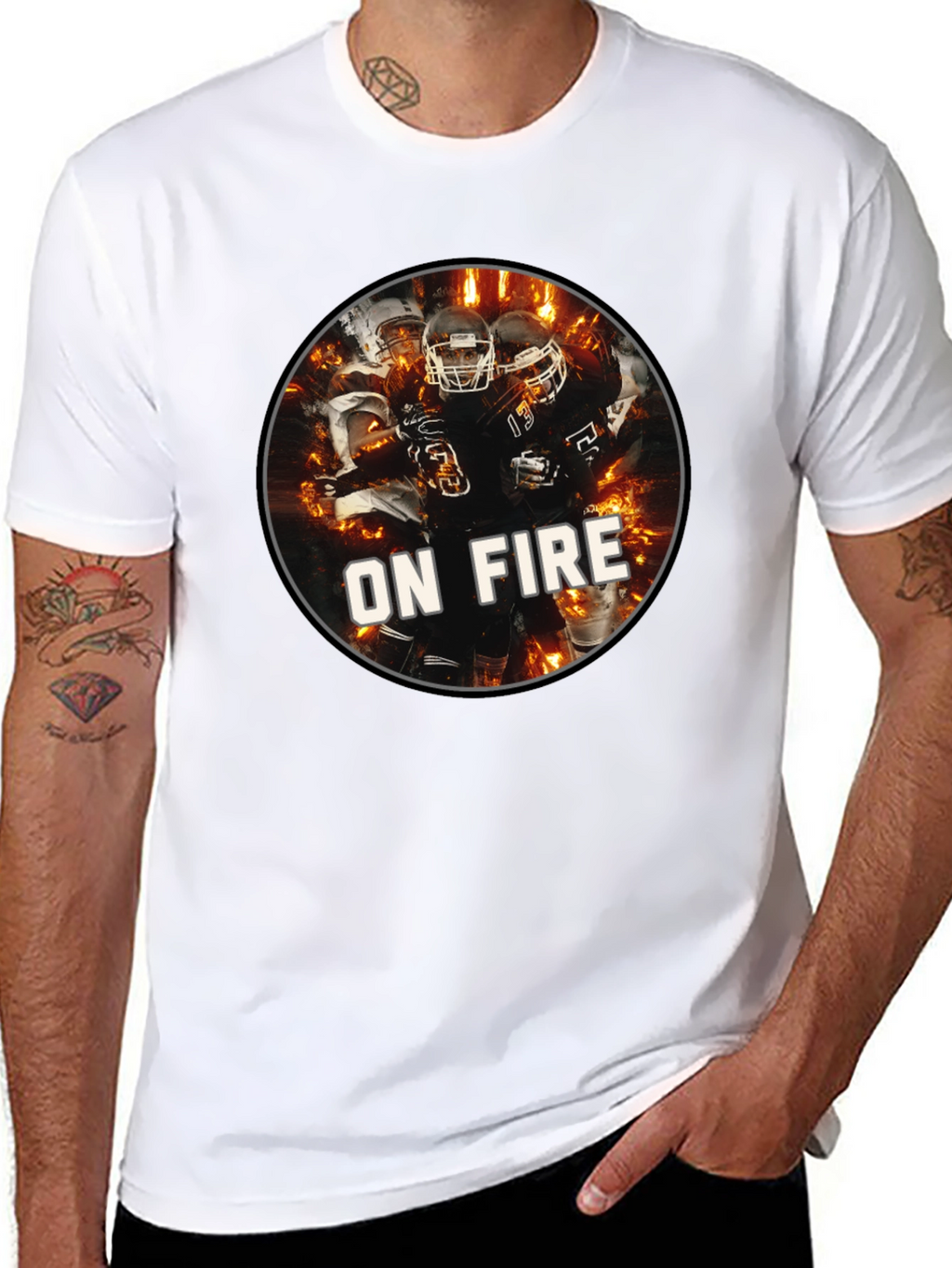 Football On Fire Graphic T-Shirt