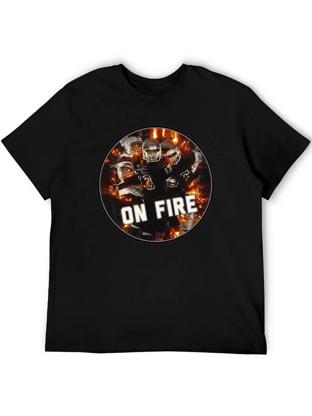 Football On Fire Graphic T-Shirt