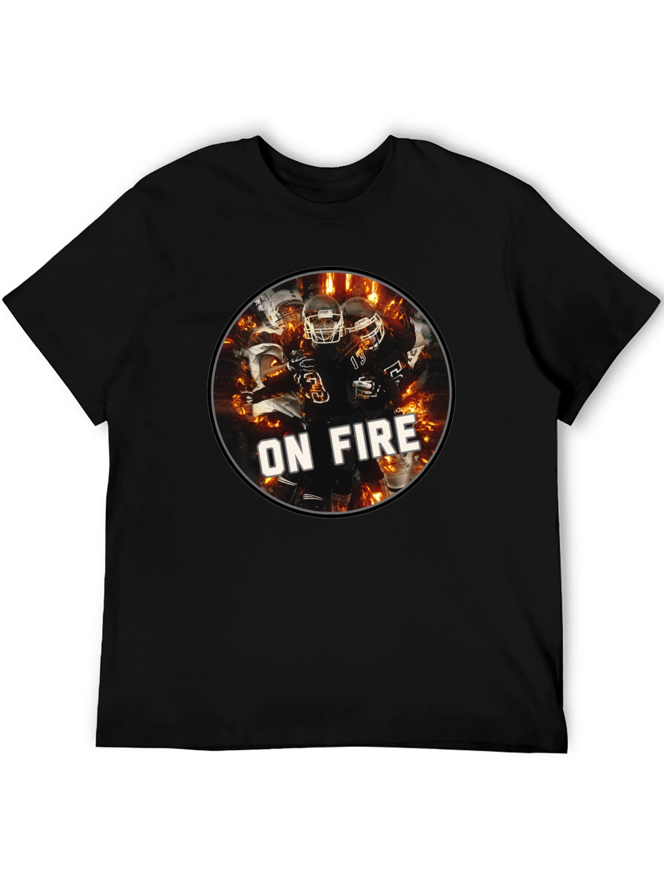 Football On Fire Graphic T-Shirt