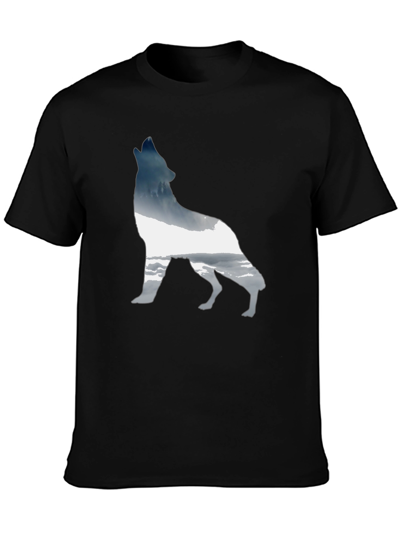 Wolf Silhouette Graphic Tee - Modern Black T-Shirt