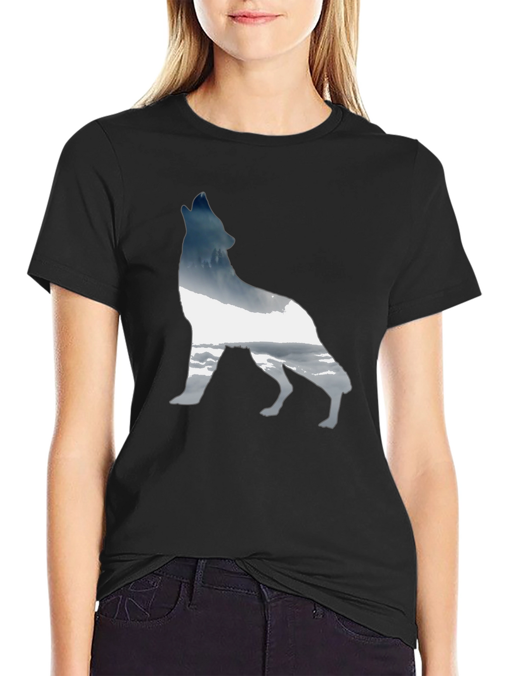 Wolf Silhouette Graphic Tee - Modern Black T-Shirt