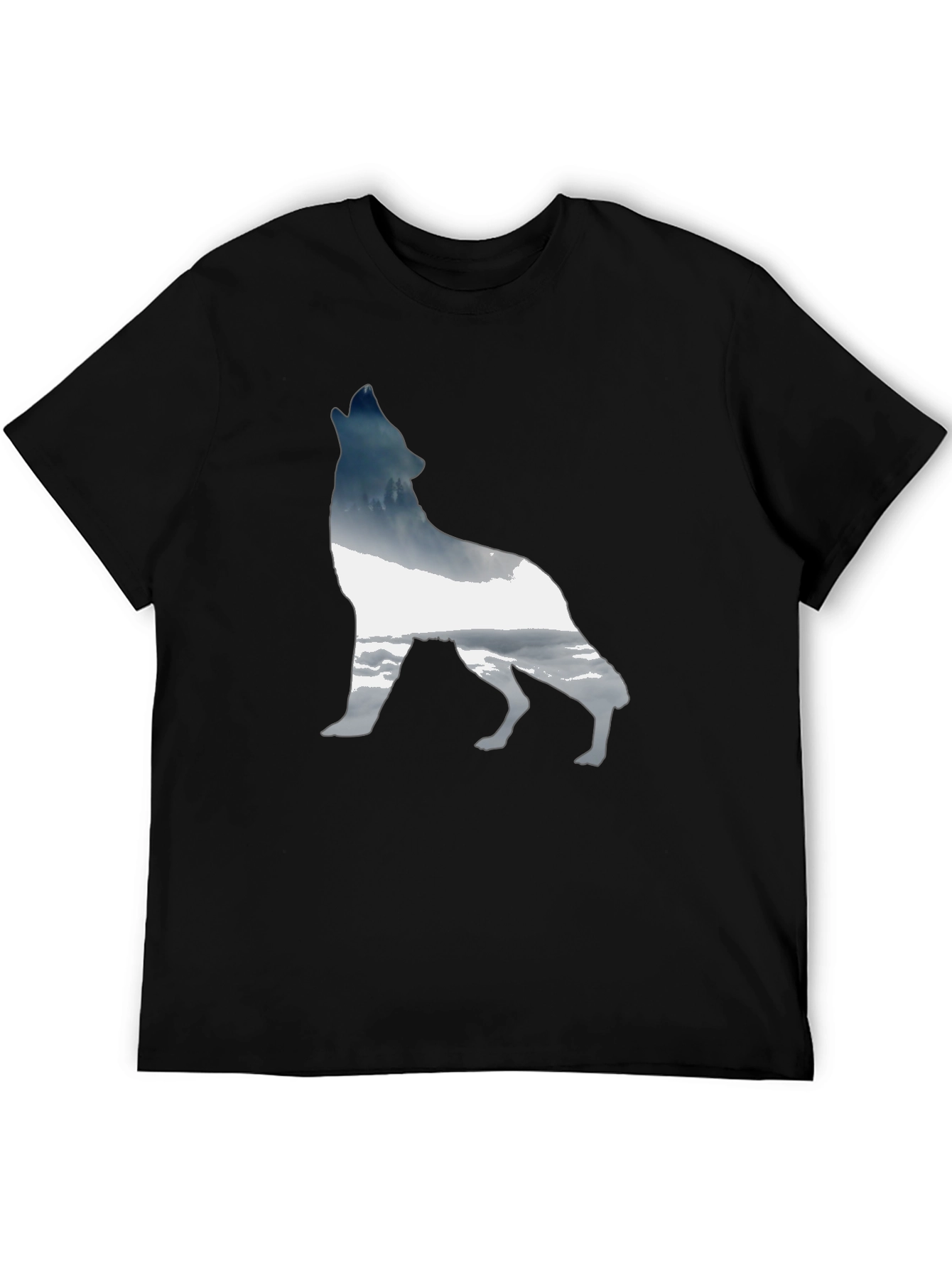 Wolf Silhouette Graphic Tee - Modern Black T-Shirt