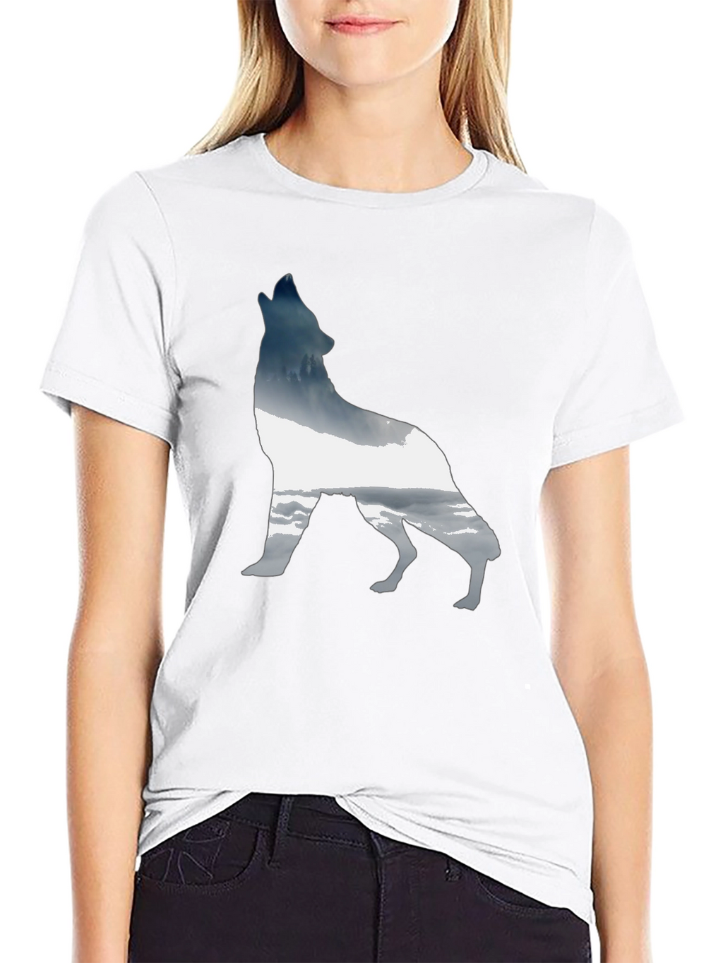 Wolf Silhouette Graphic Tee - Modern Black T-Shirt