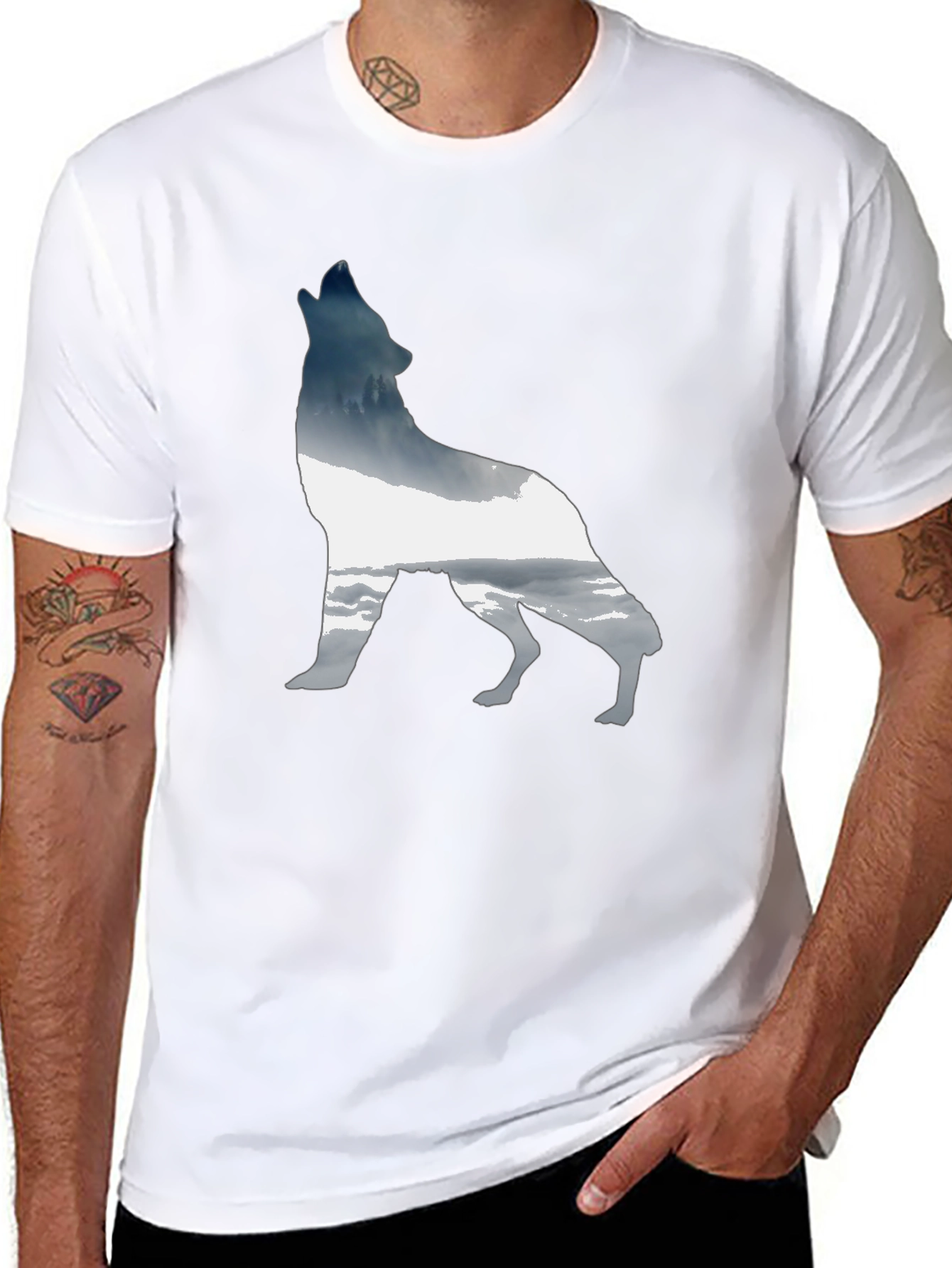 Wolf Silhouette Graphic Tee - Modern Black T-Shirt