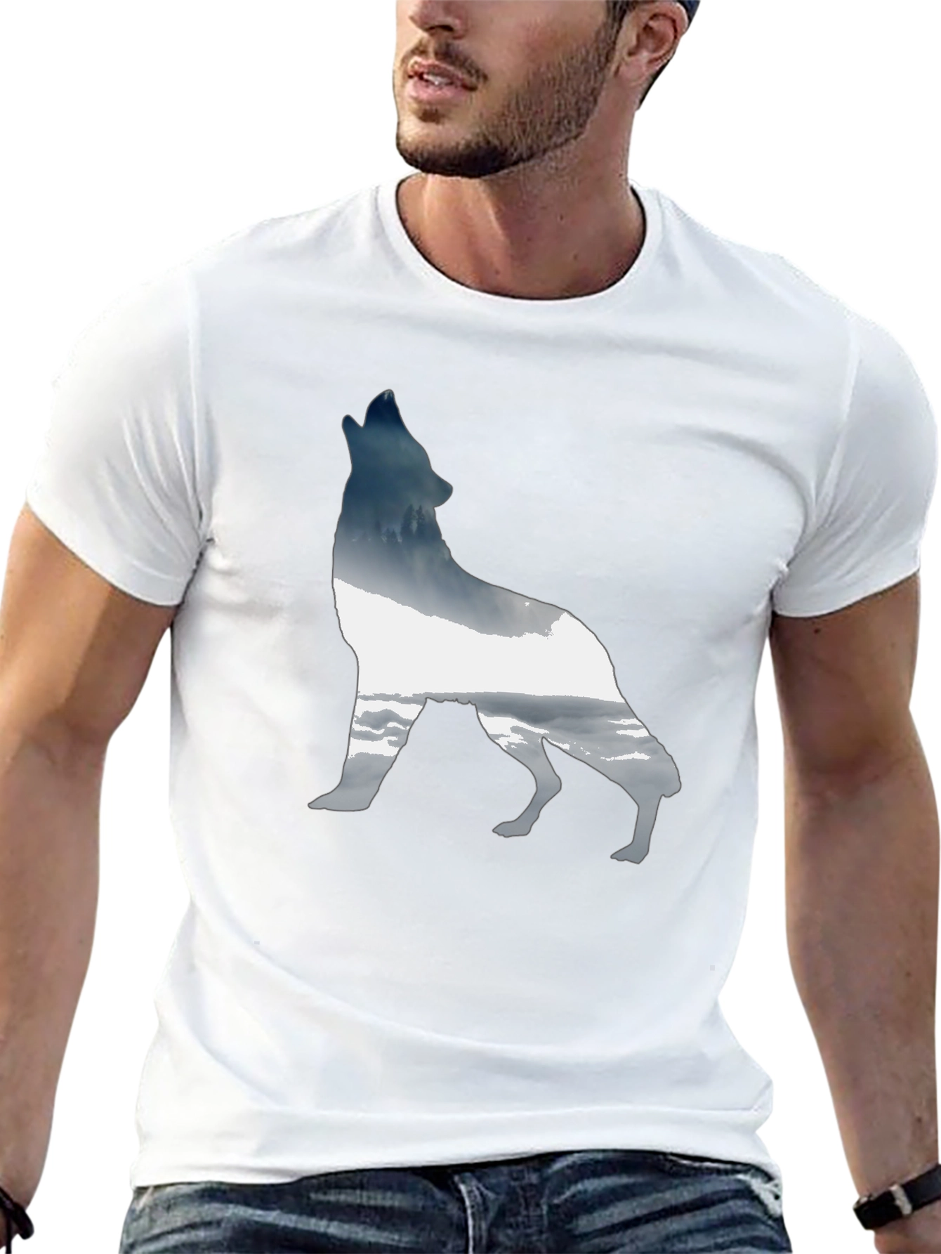 Wolf Silhouette Graphic Tee - Modern Black T-Shirt