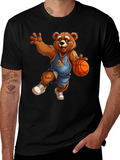 Basketball Bear Graphic Tee - Cool Cartoon Design