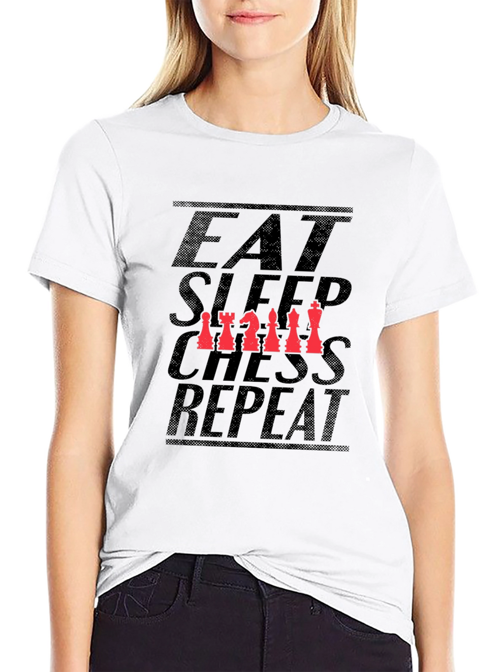 Eat Sleep Chess Repeat T-Shirt - Black Cotton Tee