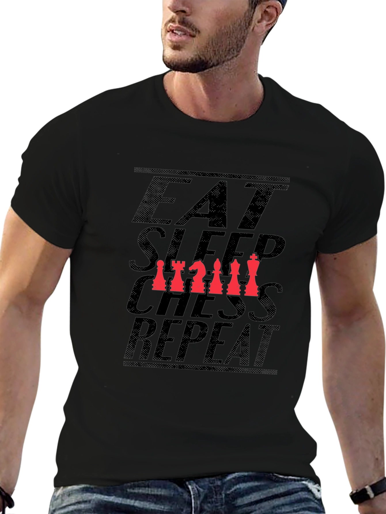 Eat Sleep Chess Repeat T-Shirt - Black Cotton Tee