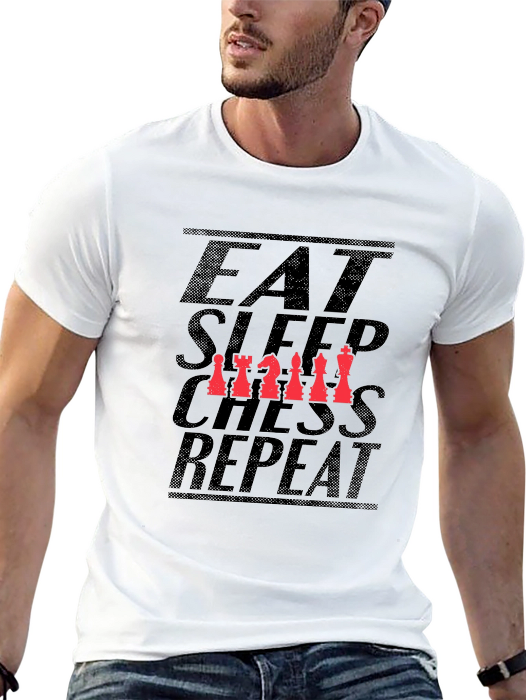 Eat Sleep Chess Repeat T-Shirt - Black Cotton Tee