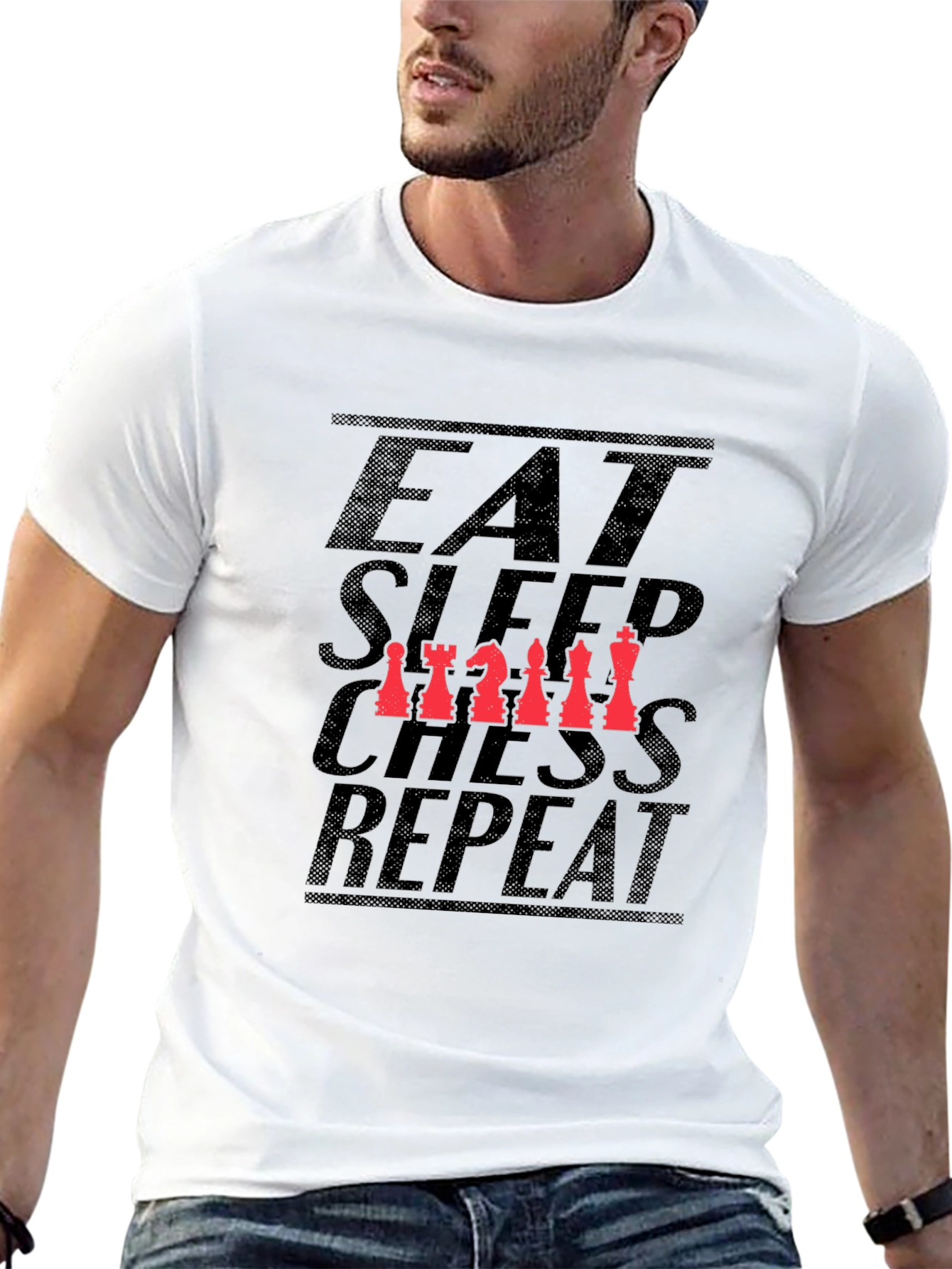 Eat Sleep Chess Repeat T-Shirt - Black Cotton Tee