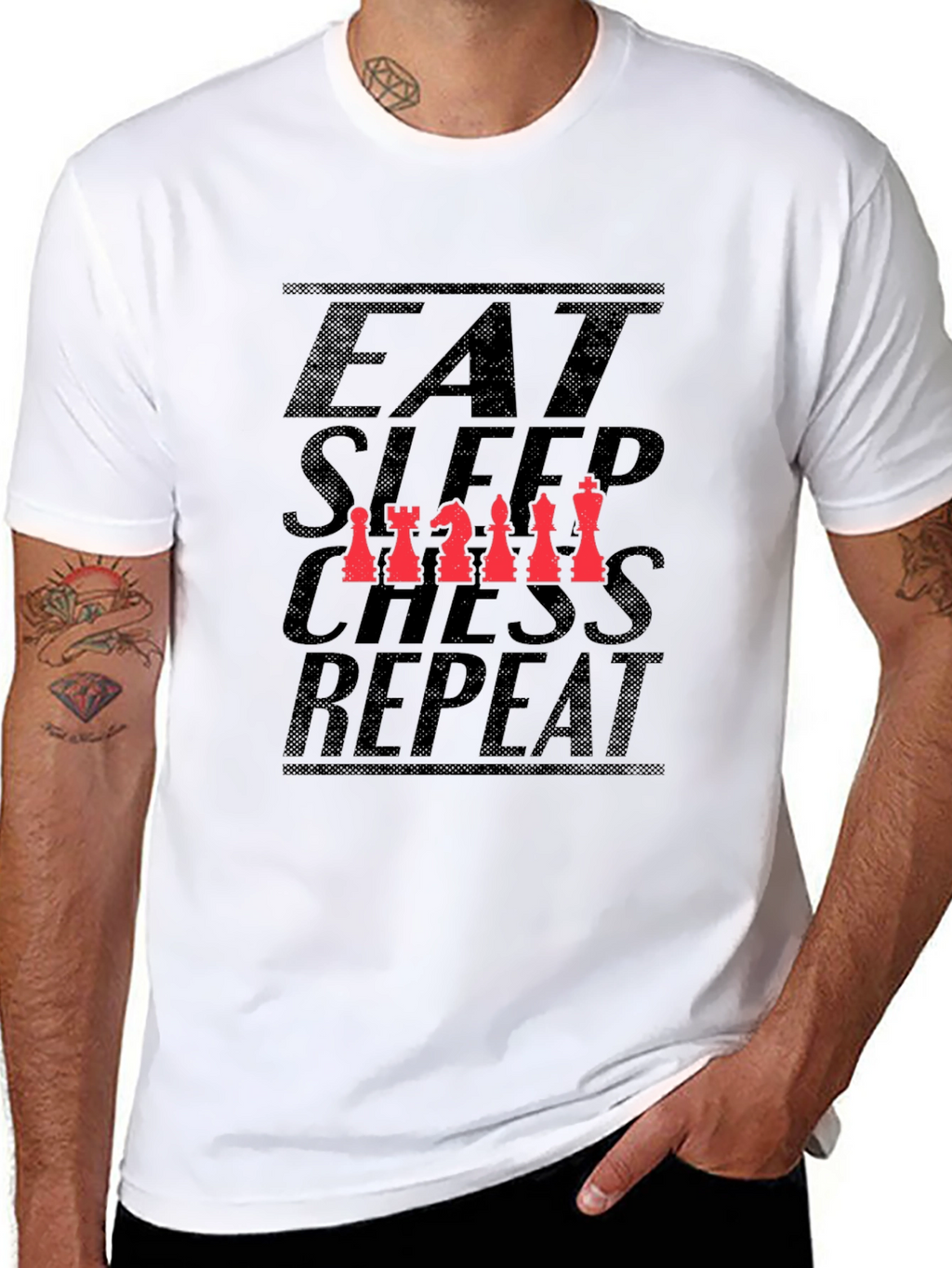 Eat Sleep Chess Repeat T-Shirt - Black Cotton Tee