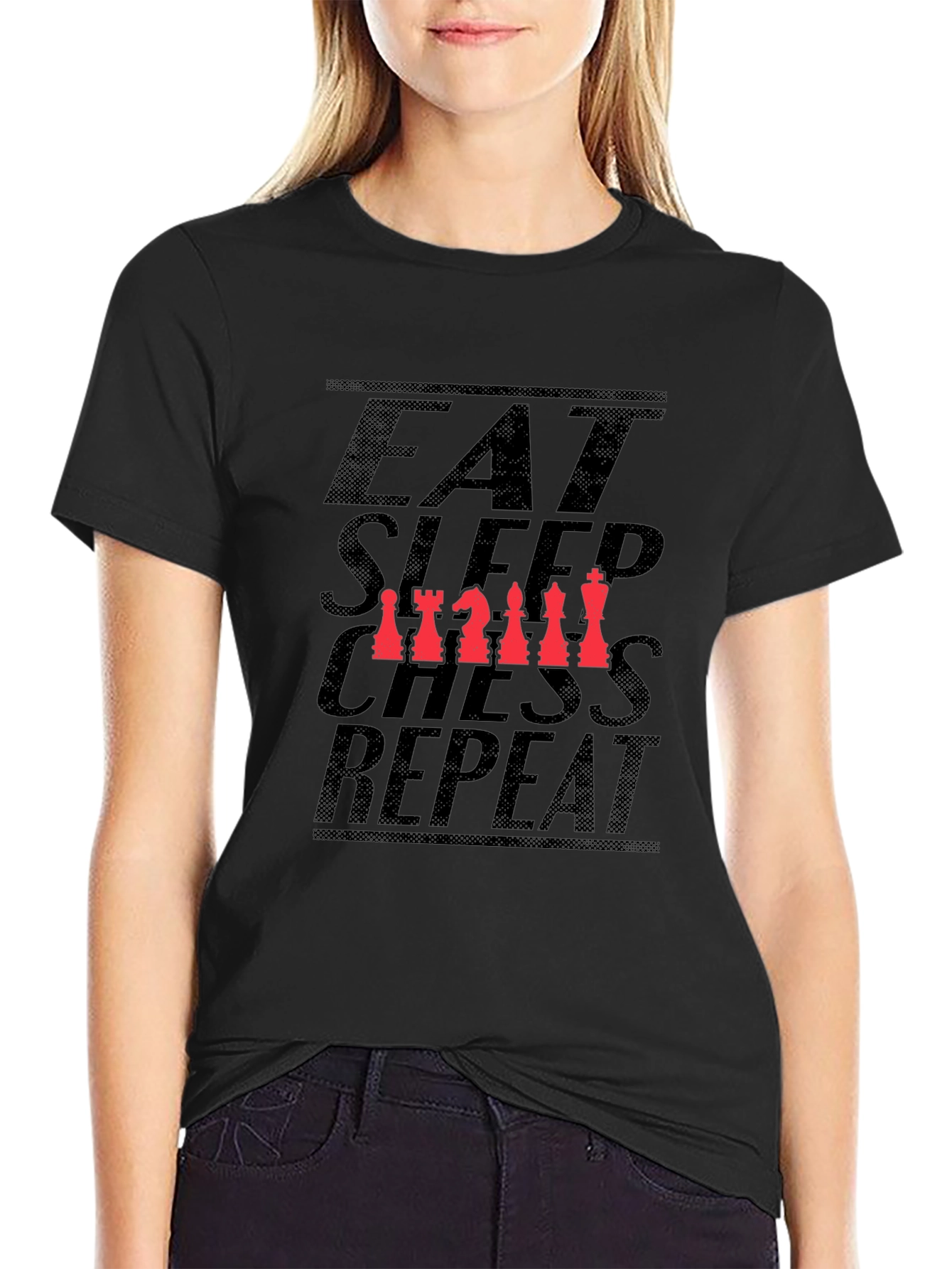Eat Sleep Chess Repeat T-Shirt - Black Cotton Tee