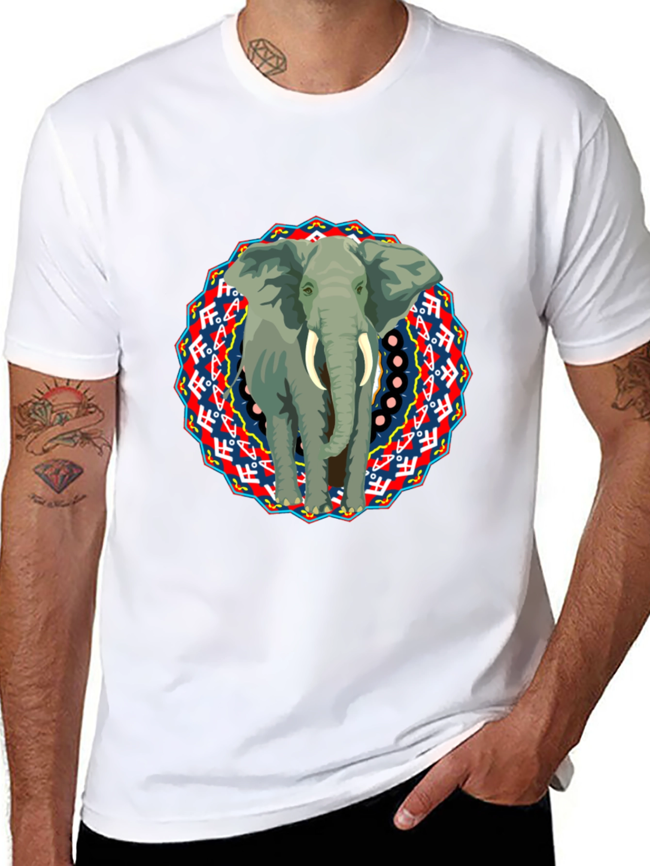 Elephant Mandala Graphic T-Shirt