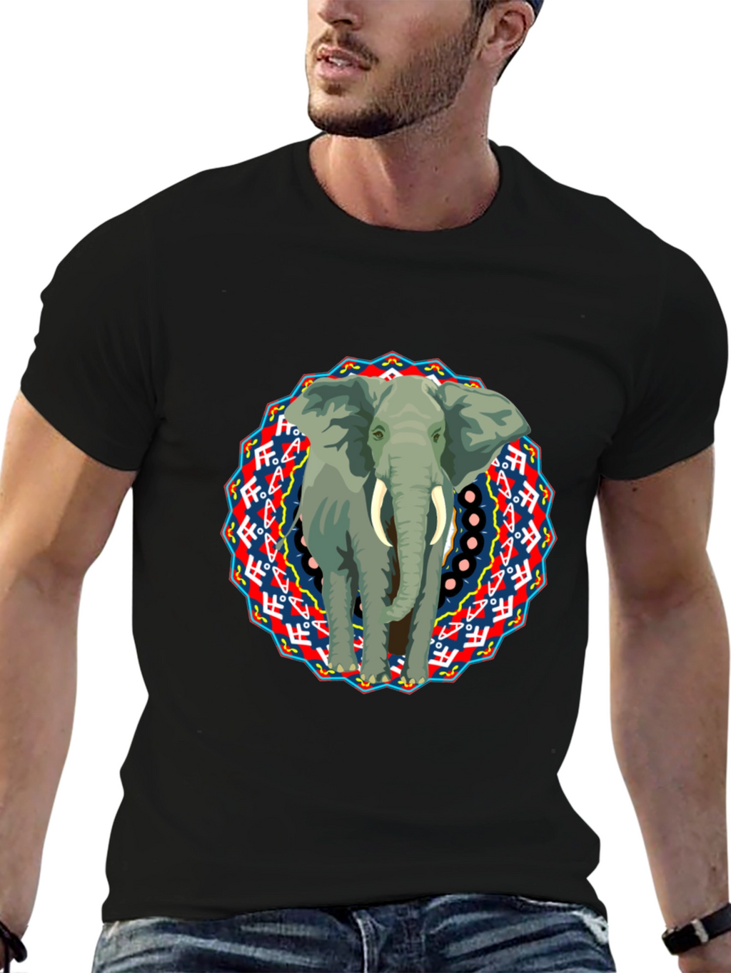 Elephant Mandala Graphic T-Shirt