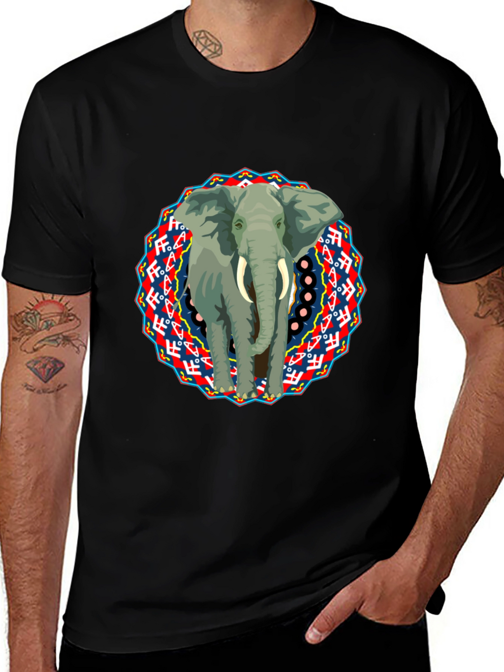 Elephant Mandala Graphic T-Shirt