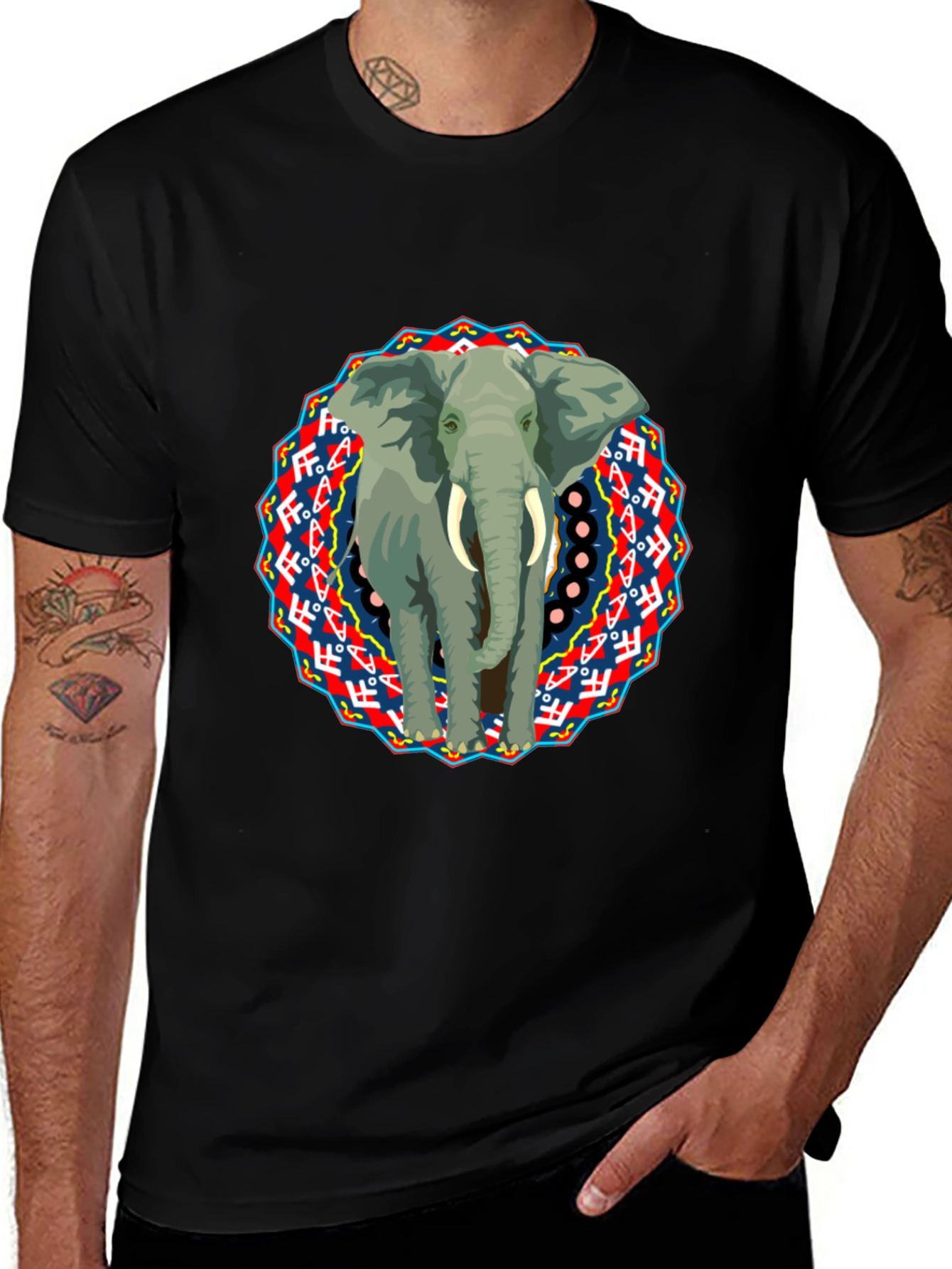 Elephant Mandala Graphic T-Shirt