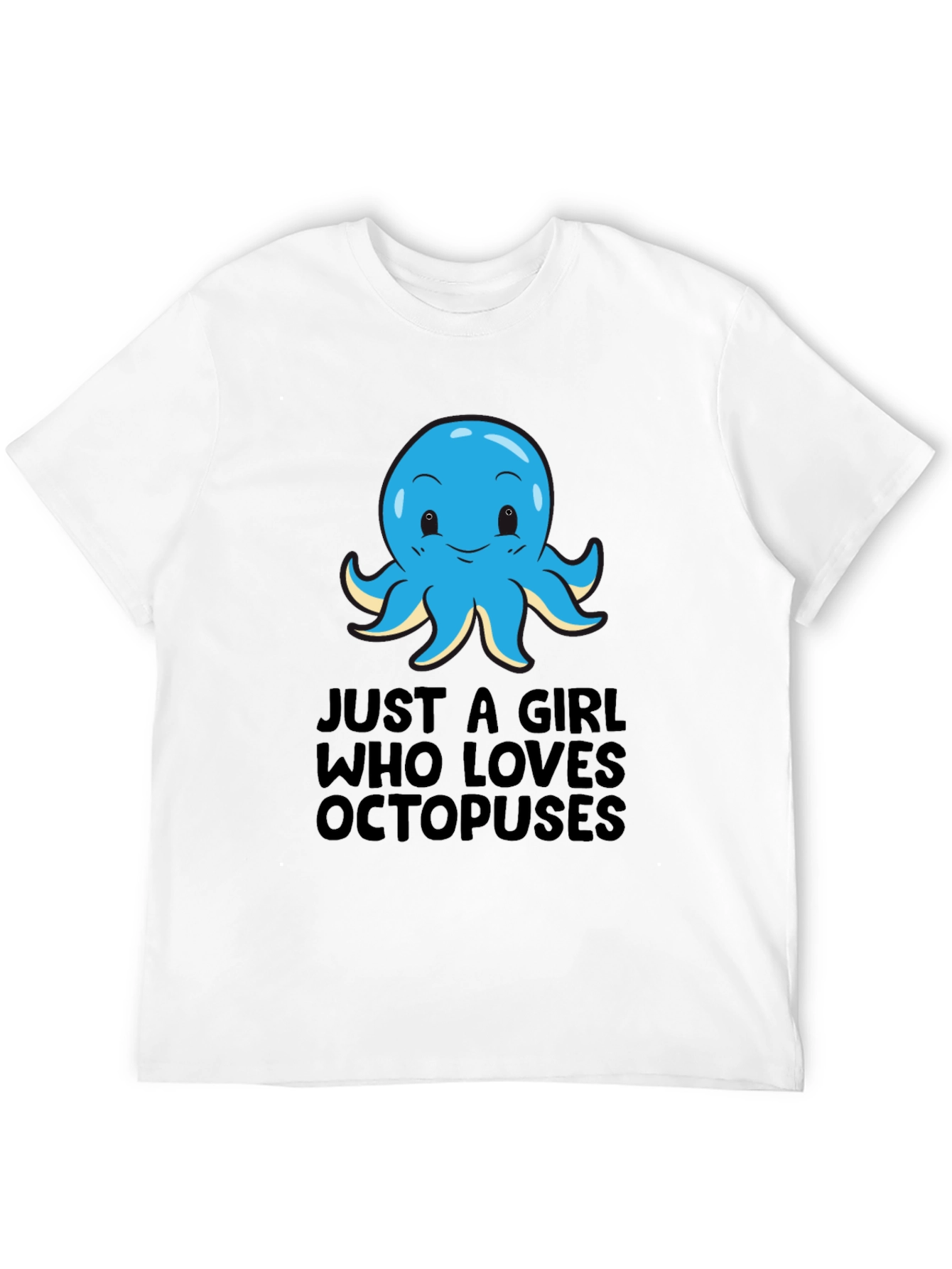 Girl Loves Octopuses Black T-Shirt