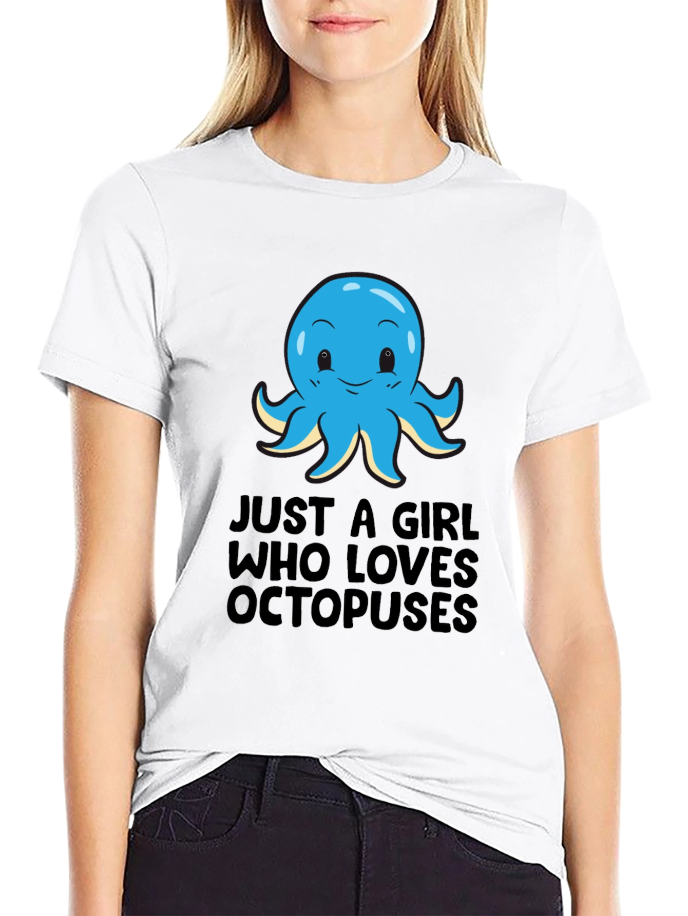 Girl Loves Octopuses Black T-Shirt
