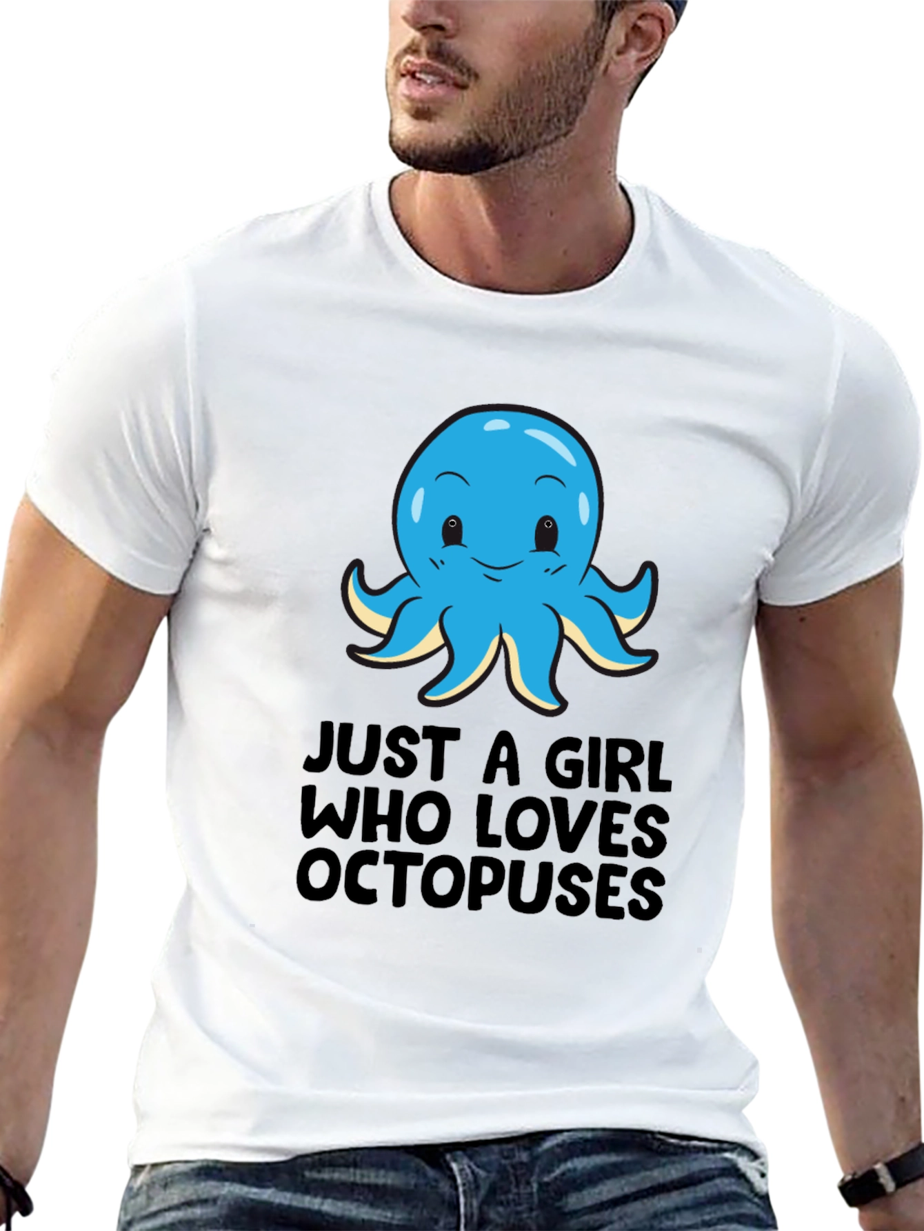 Girl Loves Octopuses Black T-Shirt