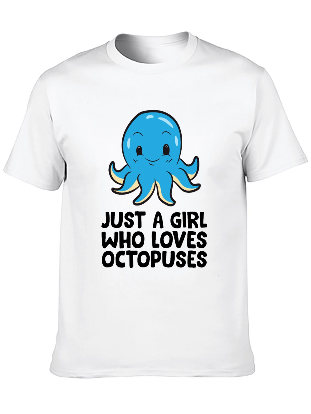 Girl Loves Octopuses Black T-Shirt