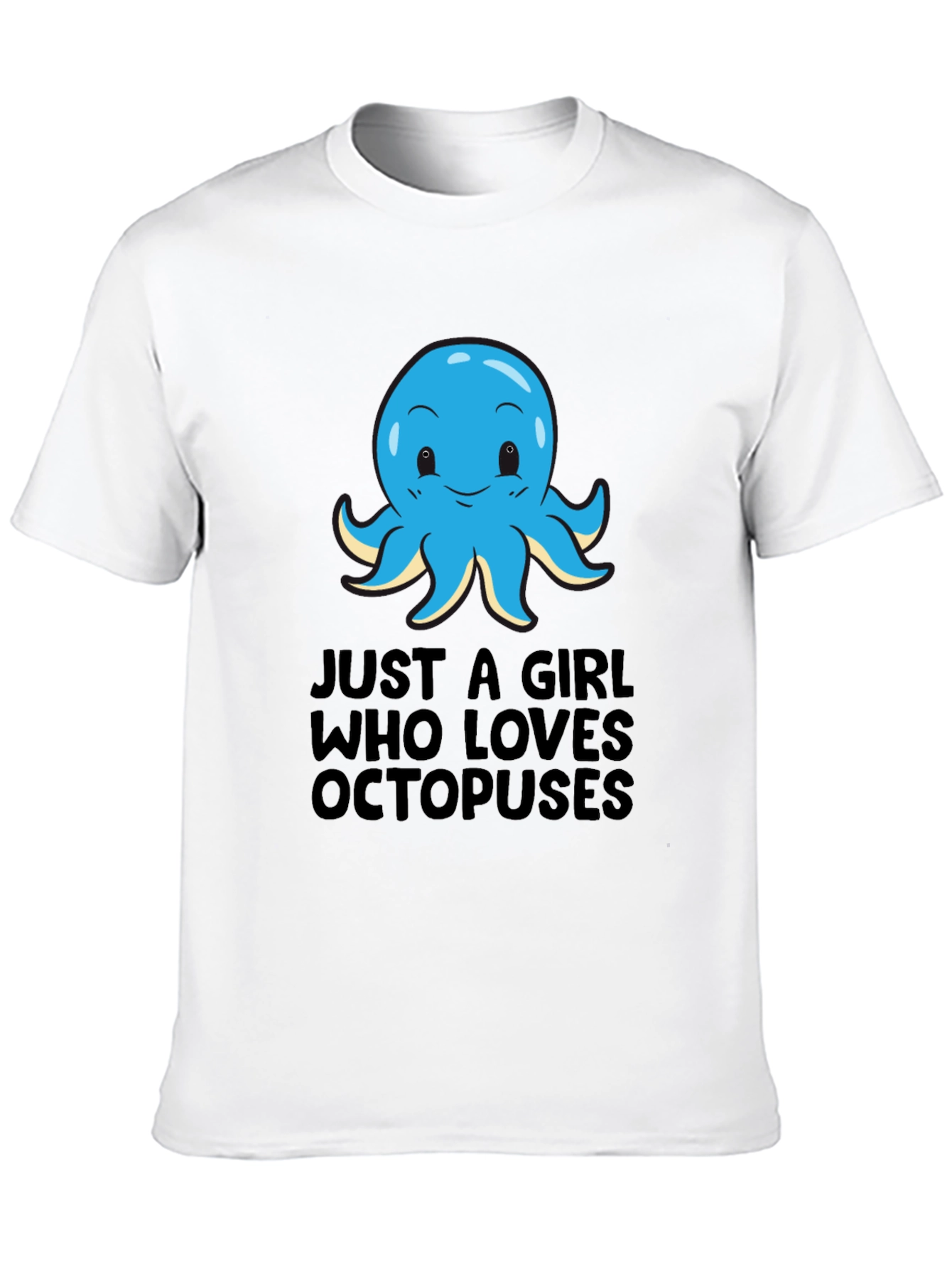 Girl Loves Octopuses Black T-Shirt