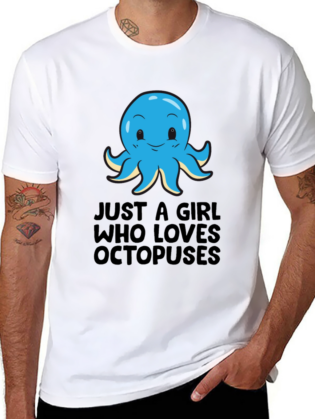 Girl Loves Octopuses Black T-Shirt