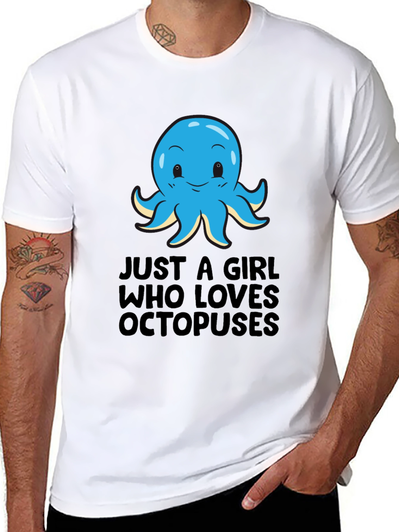 Girl Loves Octopuses Black T-Shirt