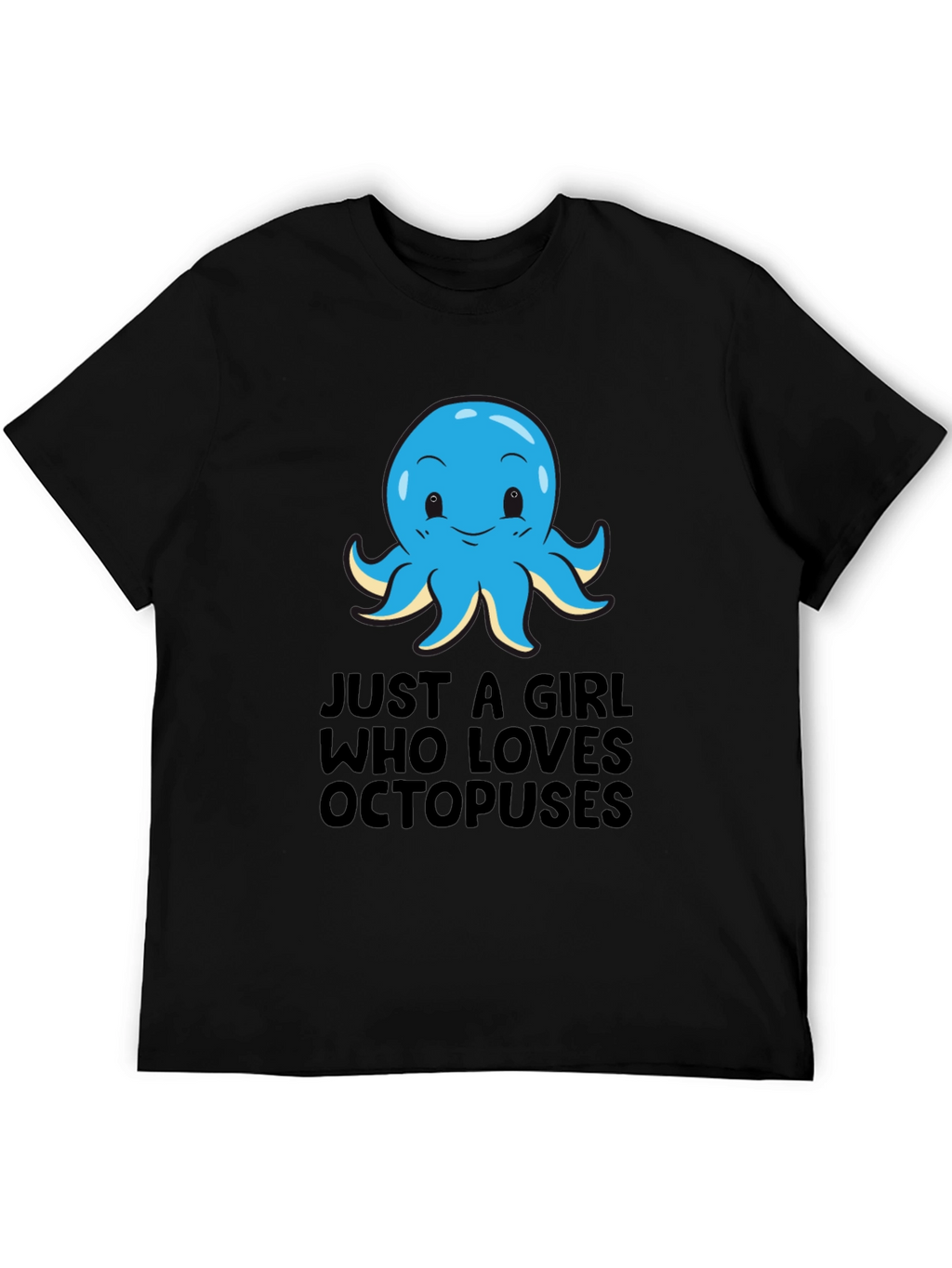 Girl Loves Octopuses Black T-Shirt