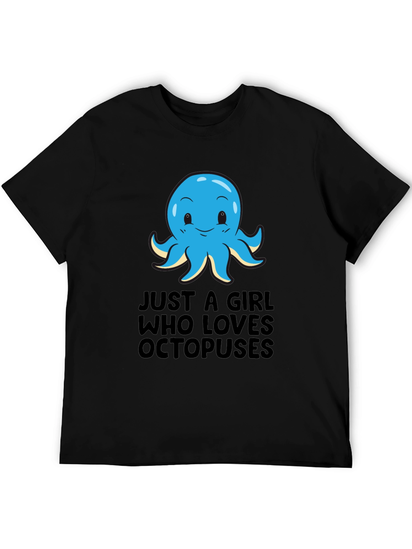 Girl Loves Octopuses Black T-Shirt