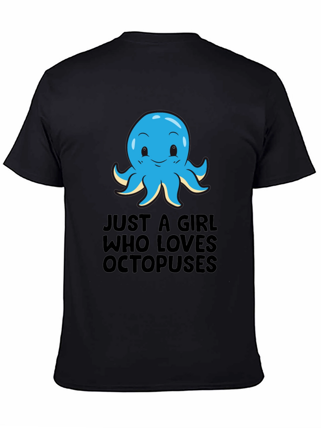 Girl Loves Octopuses Black T-Shirt