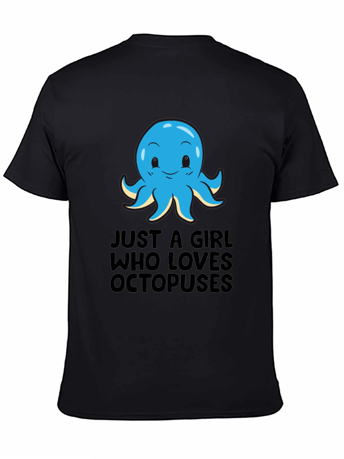 Girl Loves Octopuses Black T-Shirt