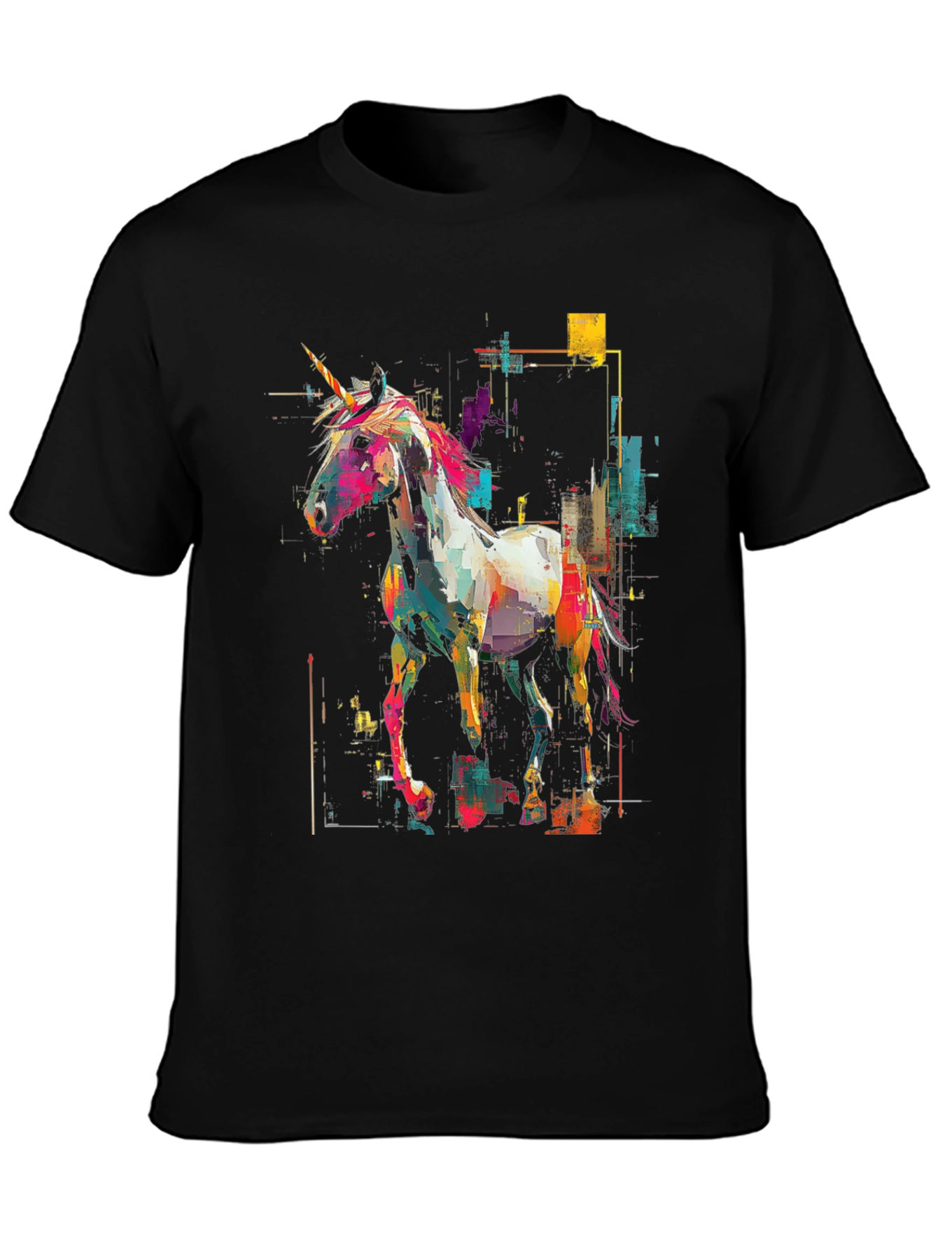 Unicorn Art Graphic Black Tee
