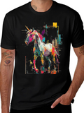 Unicorn Art Graphic Black Tee