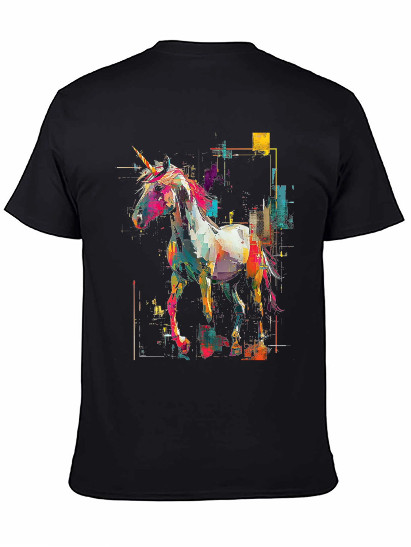 Unicorn Art Graphic Black Tee
