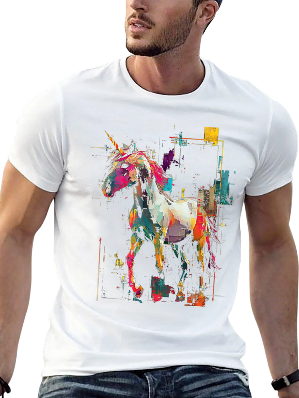 Unicorn Art Graphic Black Tee