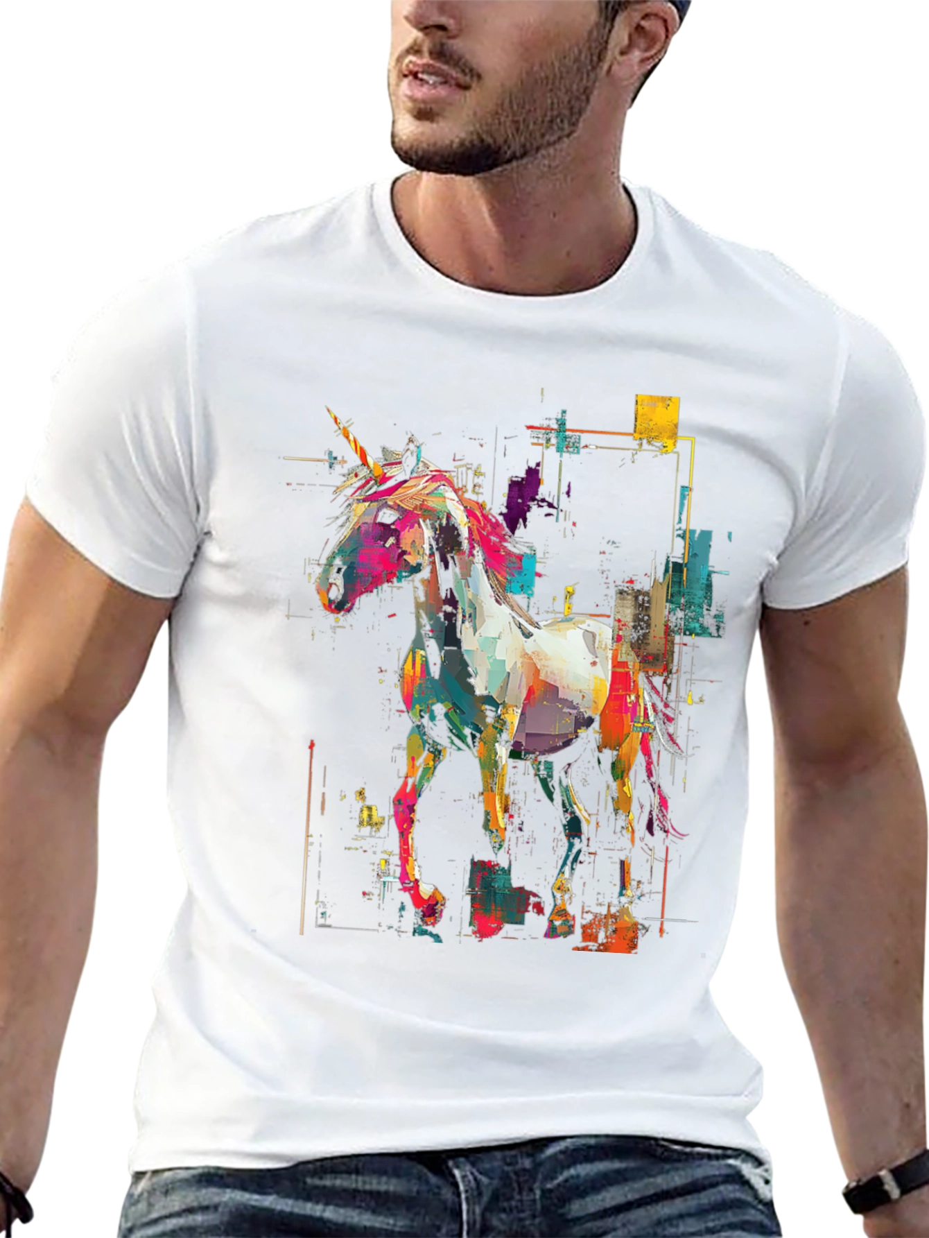 Unicorn Art Graphic Black Tee