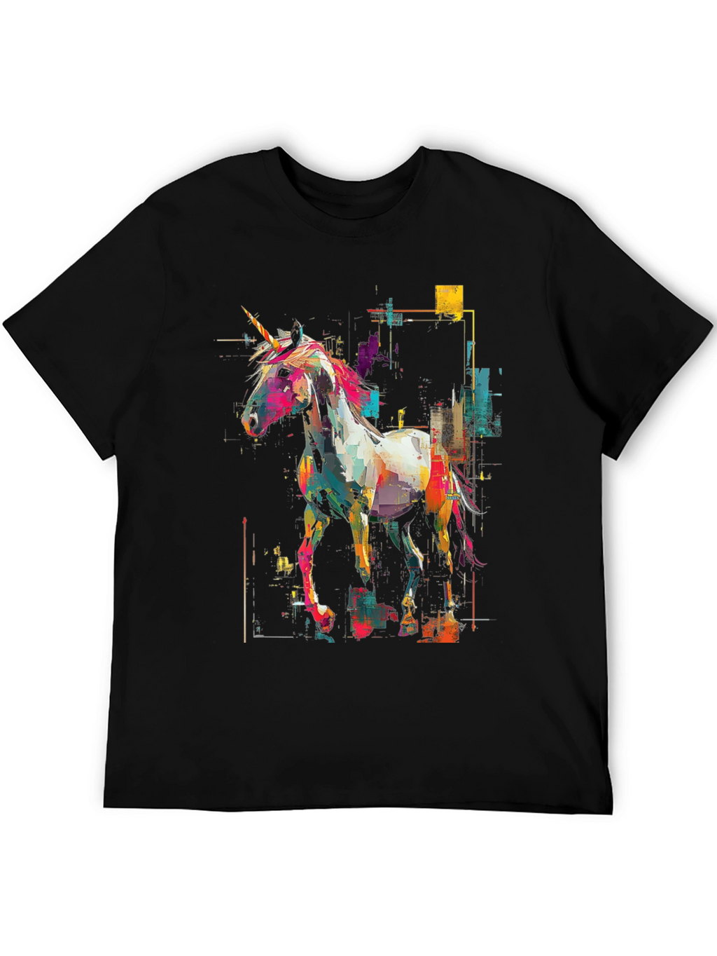 Unicorn Art Graphic Black Tee