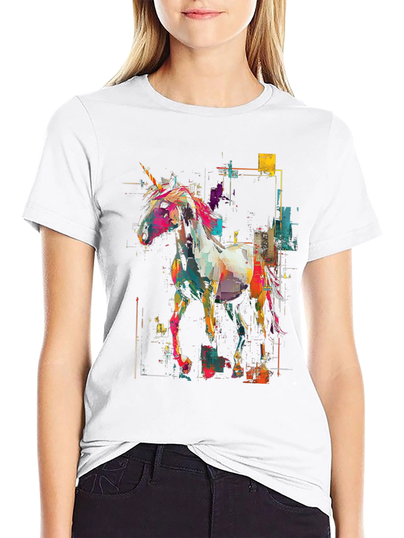 Unicorn Art Graphic Black Tee