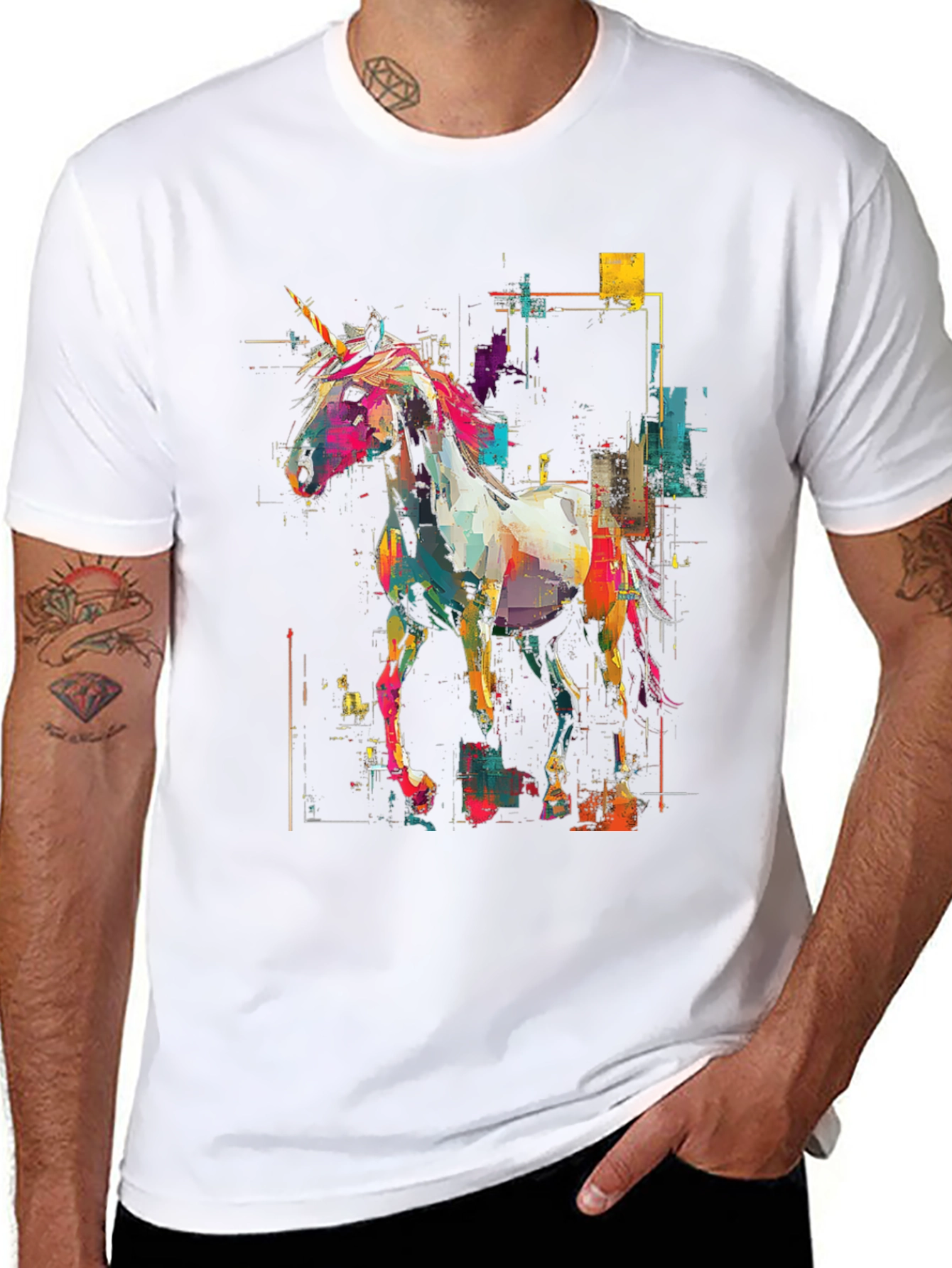 Unicorn Art Graphic Black Tee