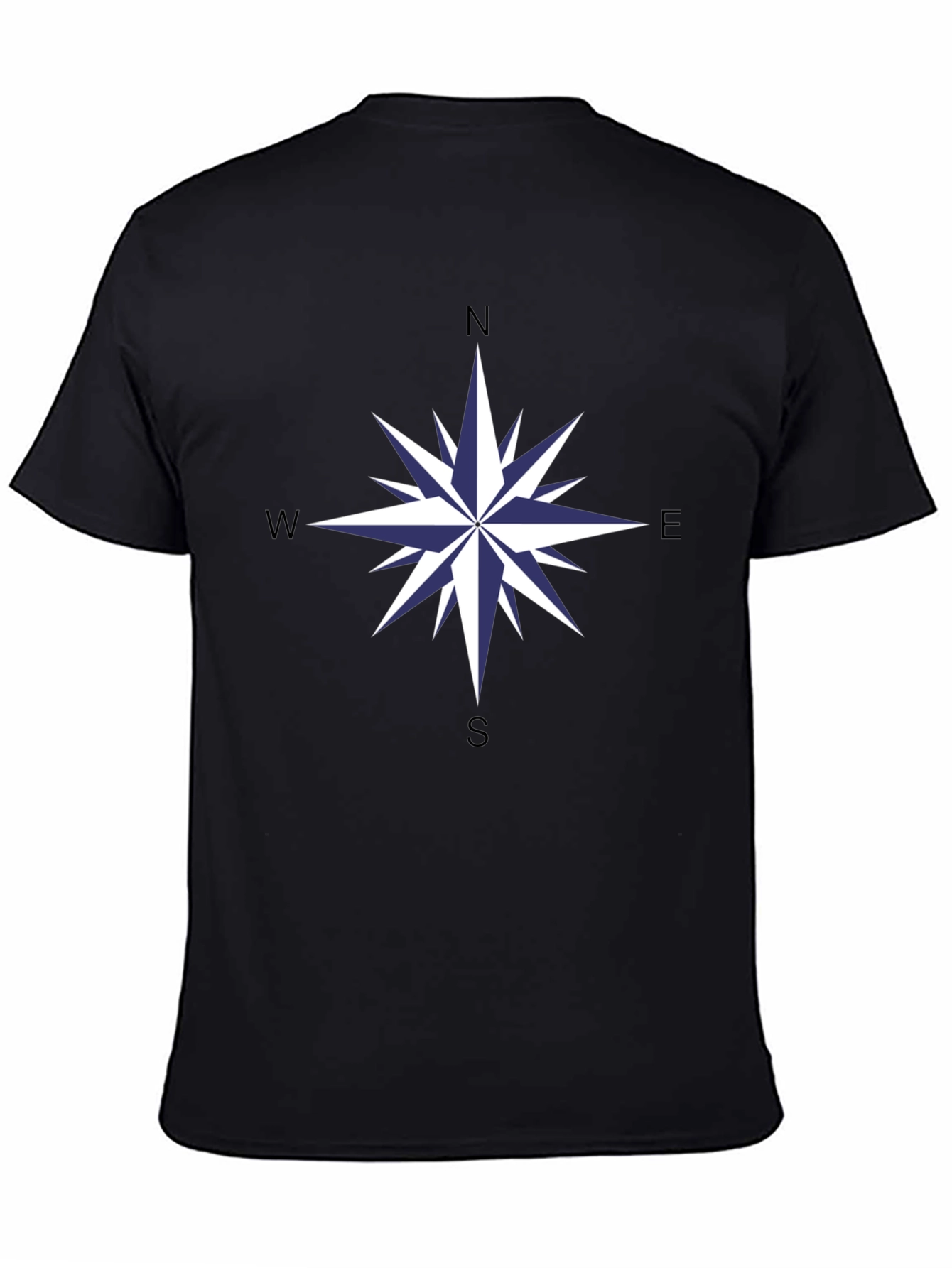 Compass Rose Graphic Tee - Stylish Black Cotton T-Shirt