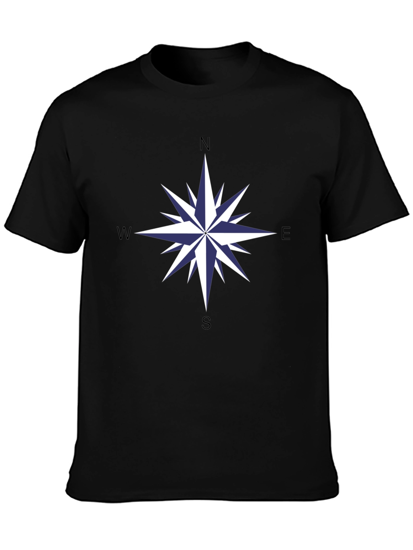 Compass Rose Graphic Tee - Stylish Black Cotton T-Shirt