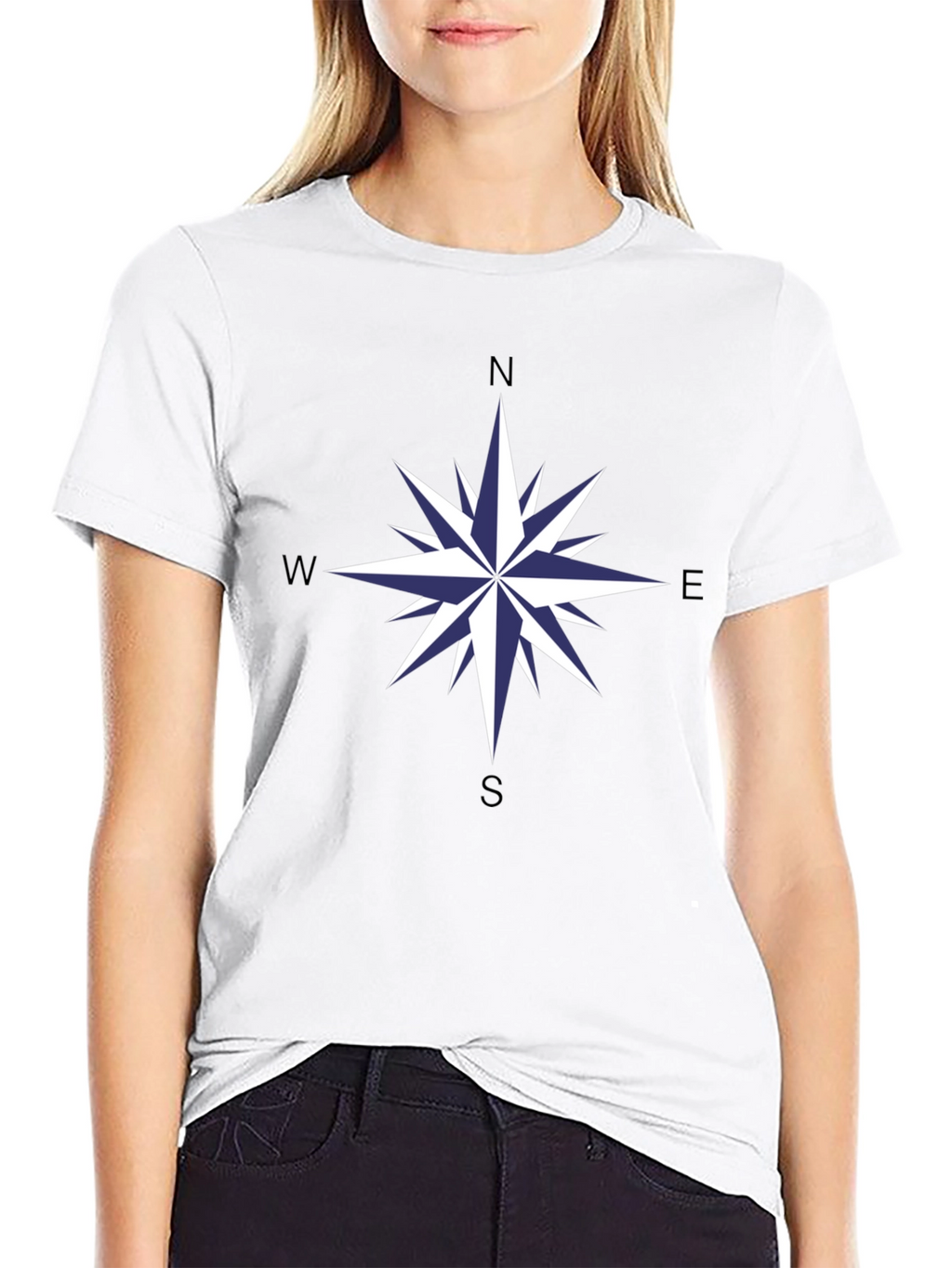 Compass Rose Graphic Tee - Stylish Black Cotton T-Shirt