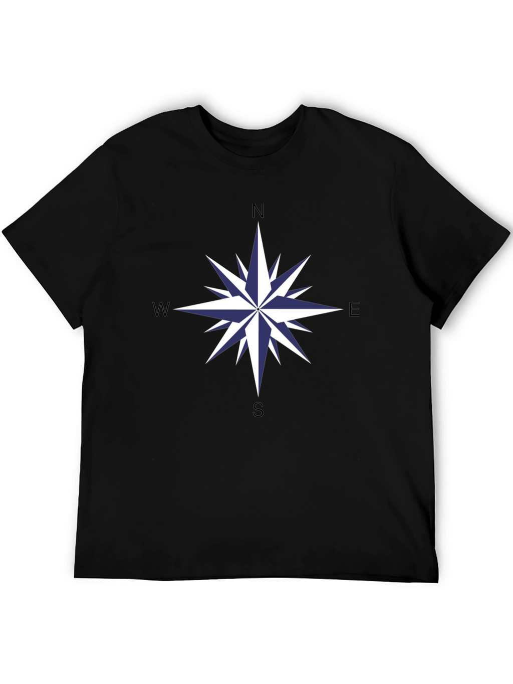 Compass Rose Graphic Tee - Stylish Black Cotton T-Shirt