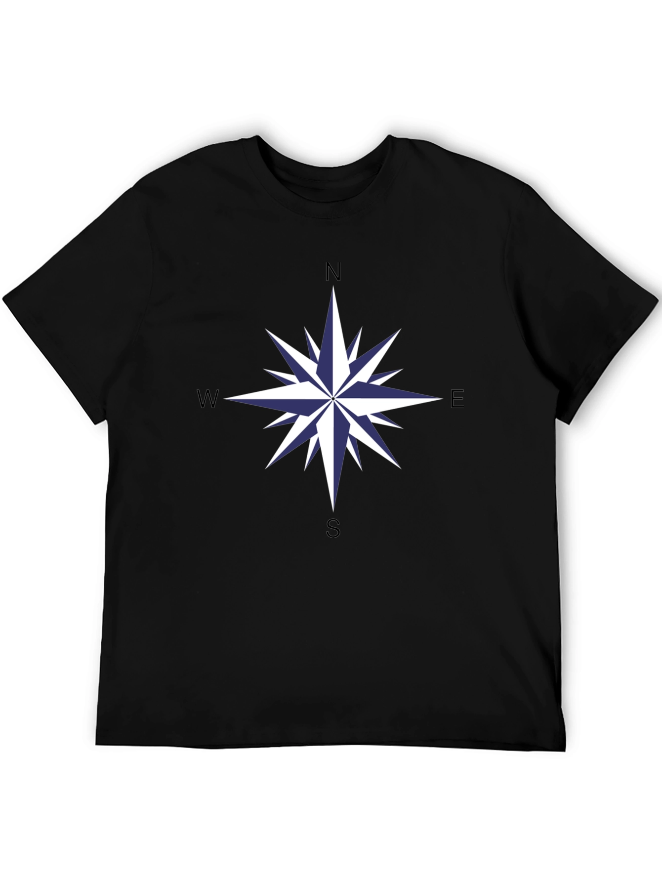 Compass Rose Graphic Tee - Stylish Black Cotton T-Shirt